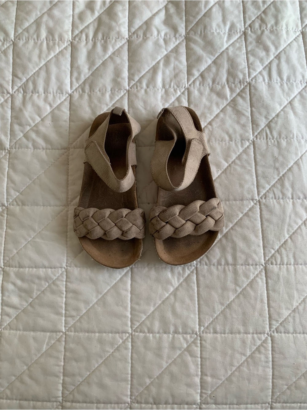 H&M Braided Strap Suede Sandals in Light Beige